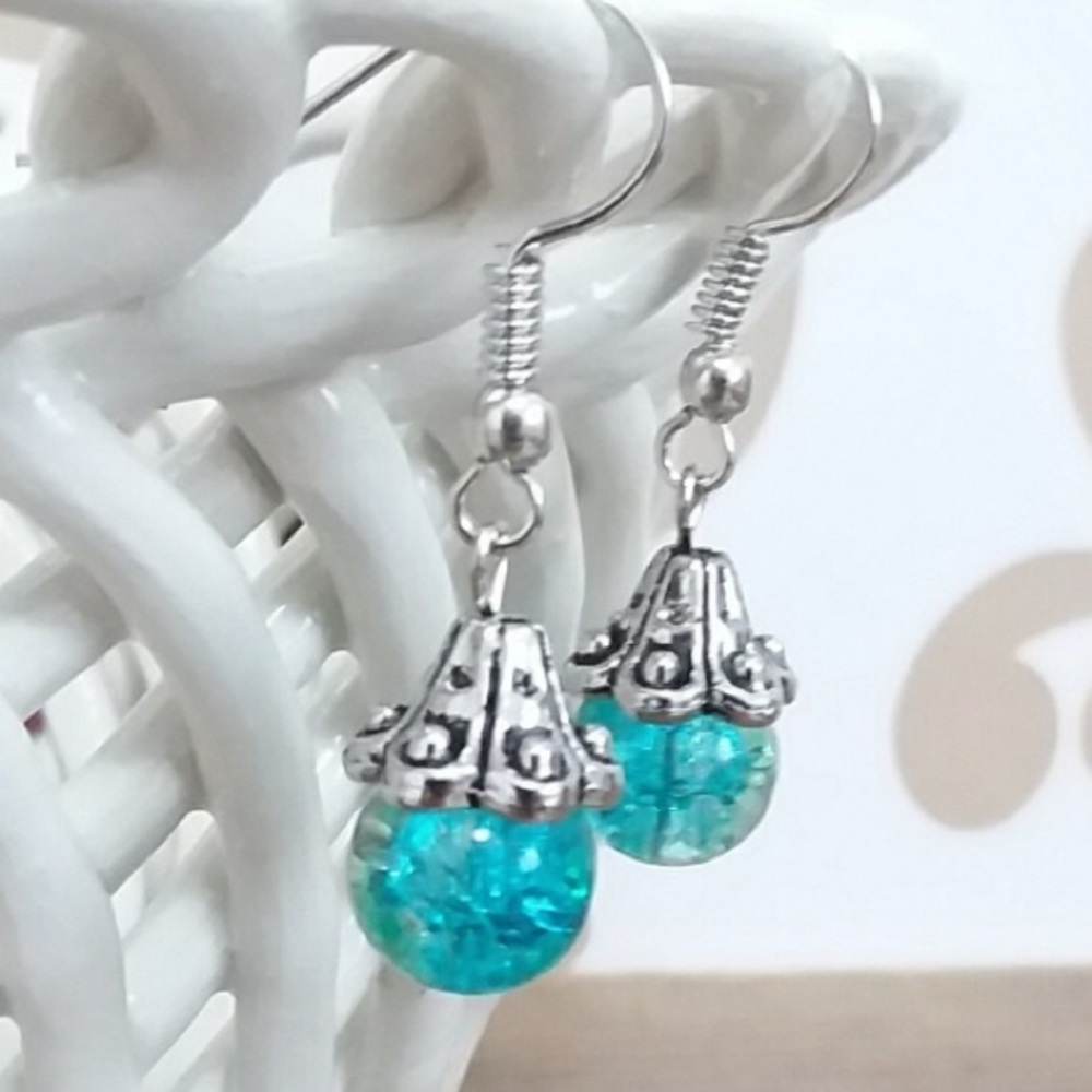 Crackled Glass Fashion Earrings